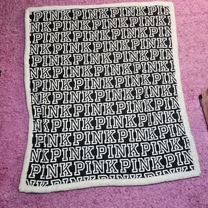 Victoria's Secret PINK Black and White Faux Fur Blanket